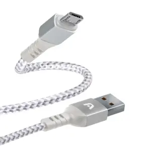 Argom Dura Form Micro USB to USB 2.0 Nylon Braided Cable 6FT/1.8M - White