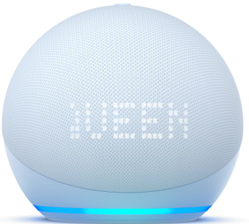 AMAZON ECHO DOT WITH CLOCK (5TH GEN, 2022) WITH ALEXA, CLOUD BLUE