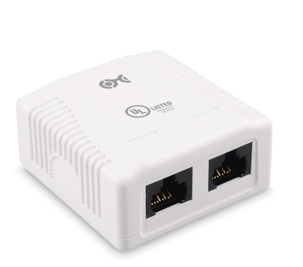 Cable Matters Cat6 RJ45 SINGLE Surface Mount Box 2-Port in White